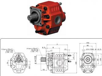 Gear pump Binotto NPGH-133 TANDEM SHORT ISO L